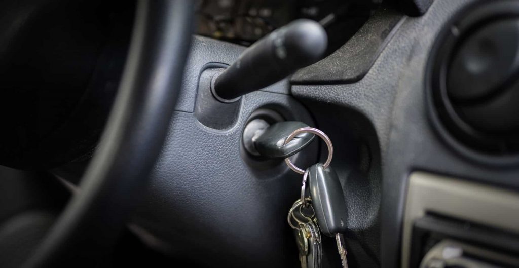 Car ignition with keys inside